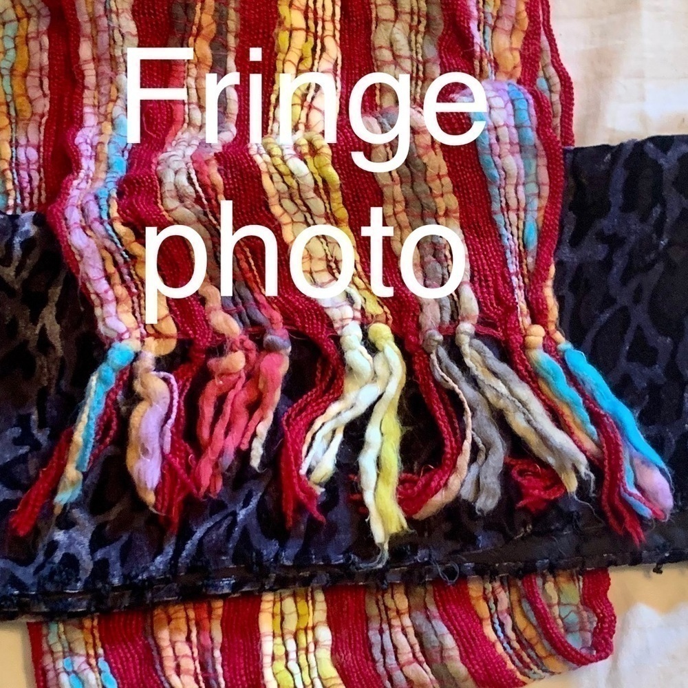 🧣 Fun & Colorful Boho Scarf, Red-Blue-Yellow, Used 🕶 - Picture 2 of 5